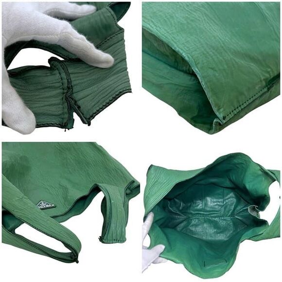 Prada Tote Bag Initial Patch Green Large Leather Nappaleather - Picture 3 of 10